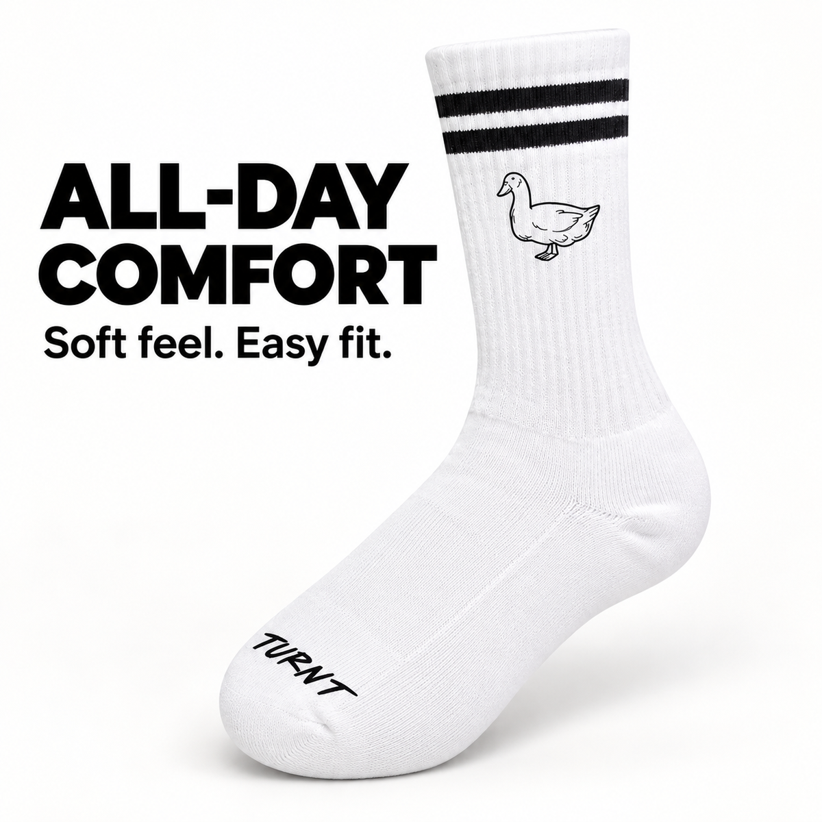 Too Turnt Duck Socks - Comfortable White Socks