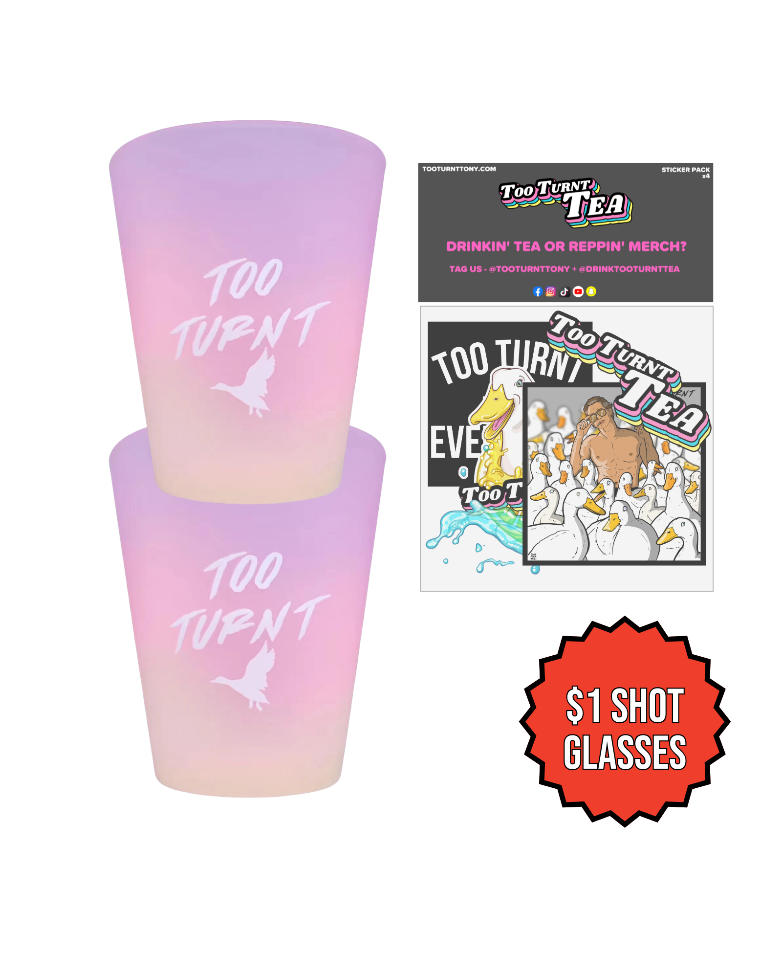 Too Turnt Shot Glasses
