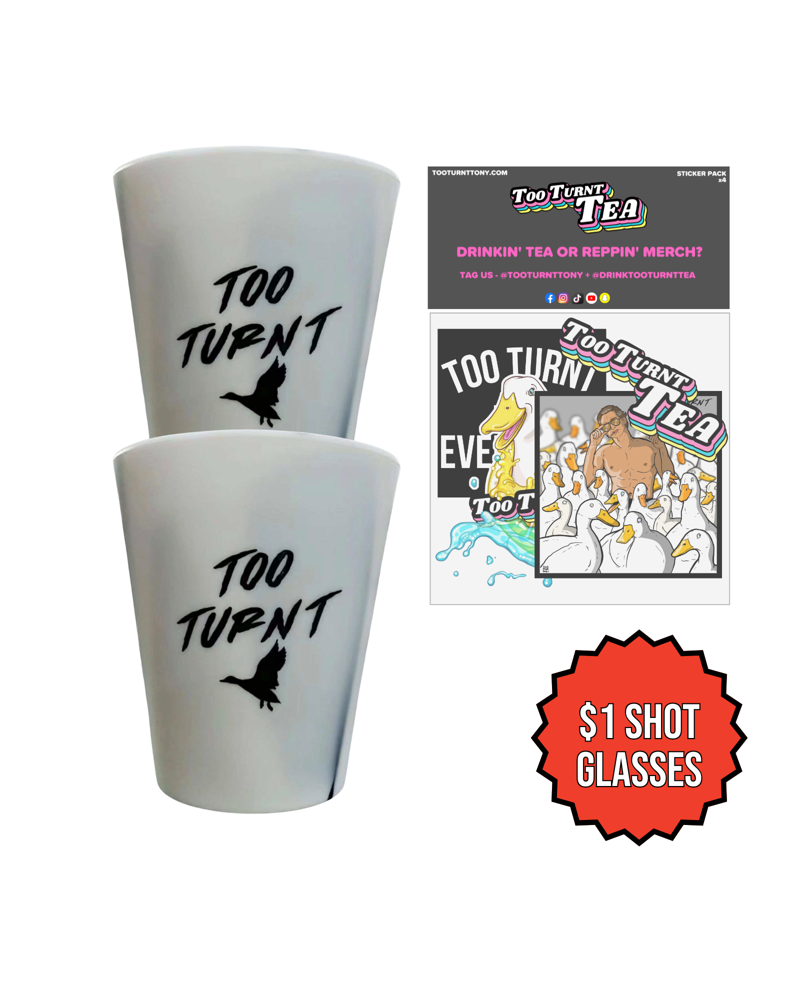 Too Turnt Shot Glasses